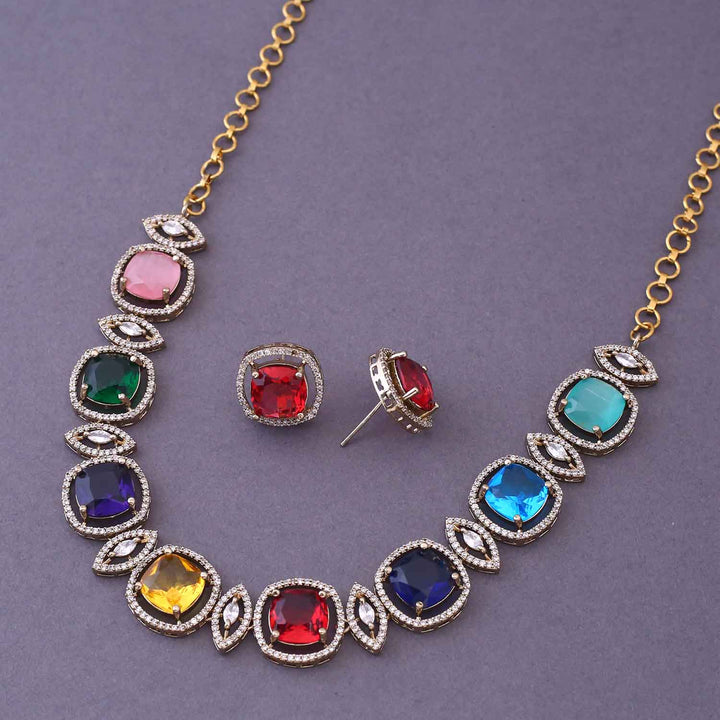 Multicolor Zinnia Victorian Jewellery Set - New Arrival