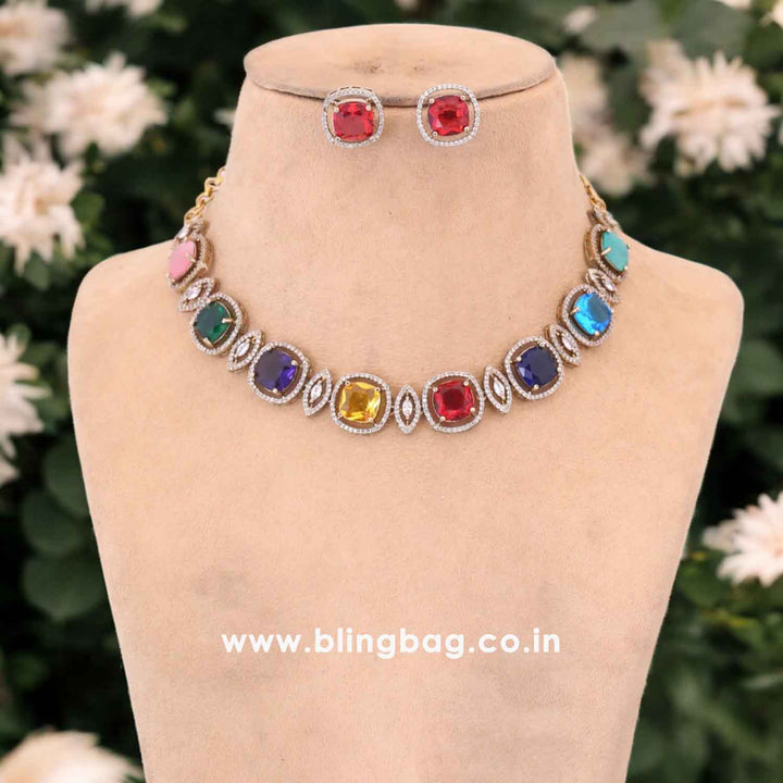 Multicolor Zinnia Victorian Jewellery Set - New Arrival
