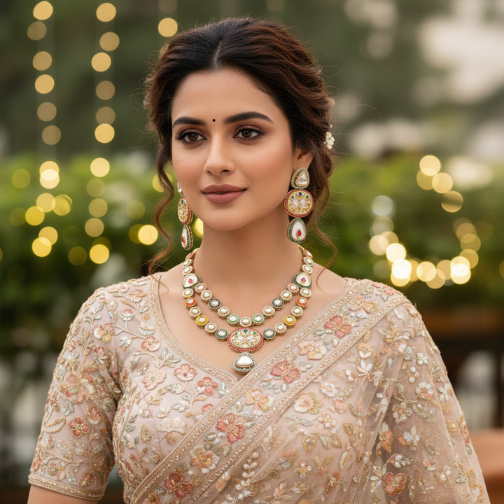 Multicolor Shrina Kundan Jewellery Set