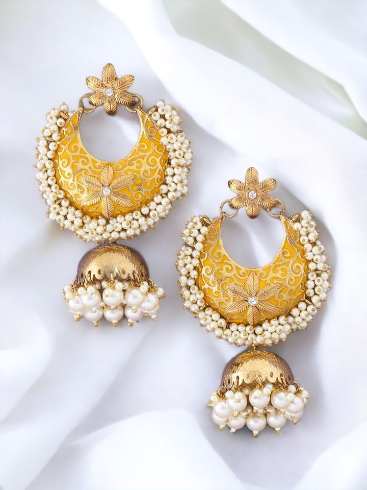 Mustard Aakriti Ethnic Jhumkis