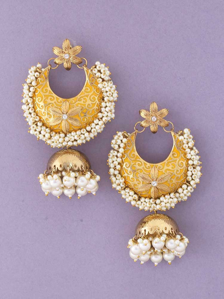 Mustard Aakriti Ethnic Jhumkis