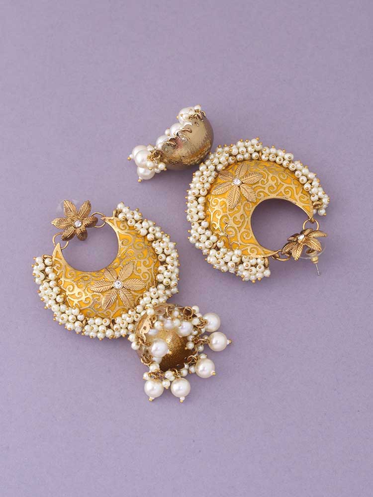 Mustard Aakriti Ethnic Jhumkis