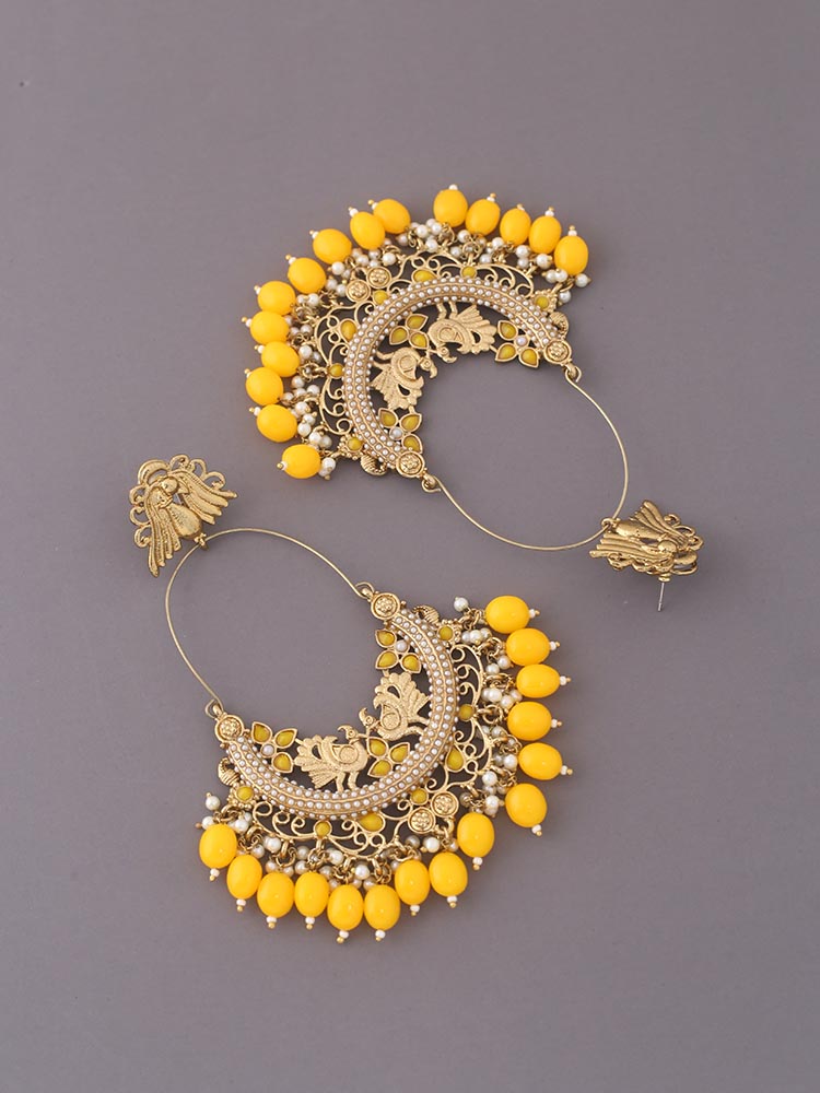 Mustard Tulza Ethnic Chandbalis