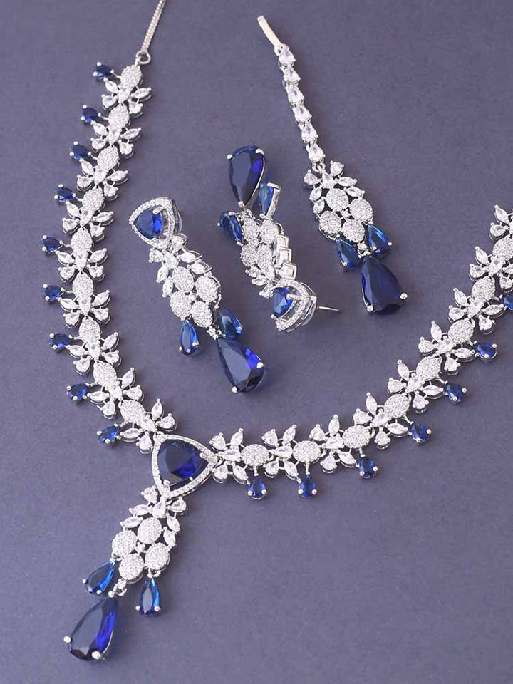 Navy Aadne Zirconia Jewellery Set