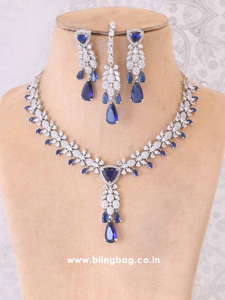 Navy Aadne Zirconia Jewellery Set