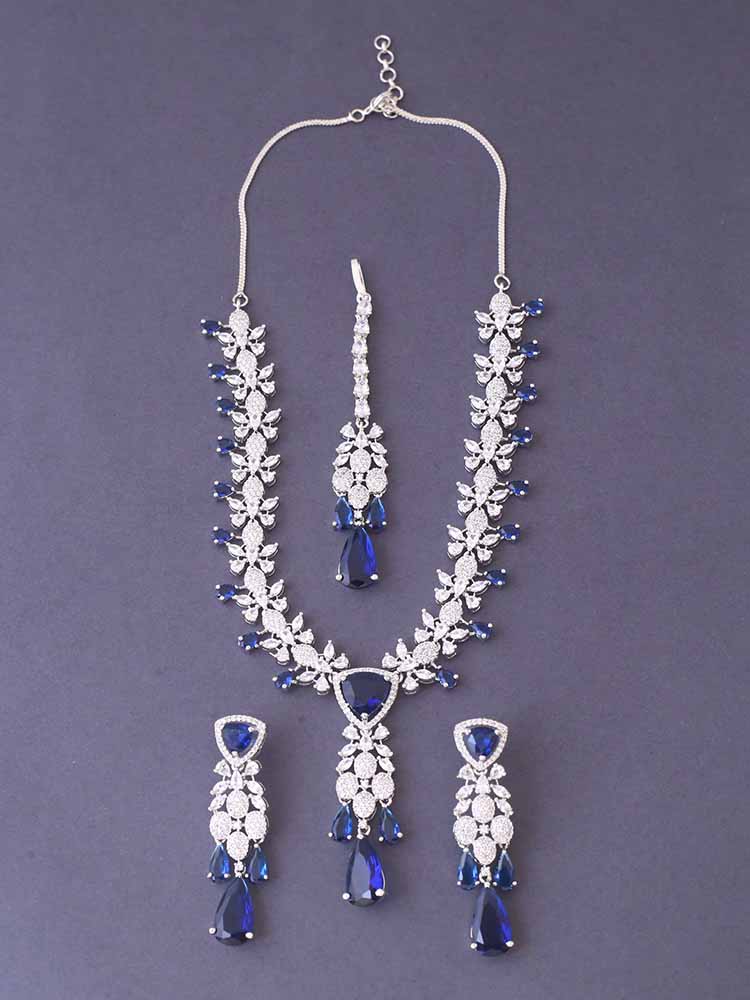 Navy Aadne Zirconia Jewellery Set