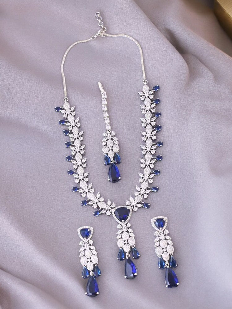 Navy Aadne Zirconia Jewellery Set