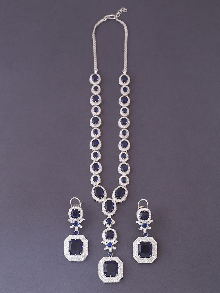 Navy Aadrian Zirconia Jewellery Set