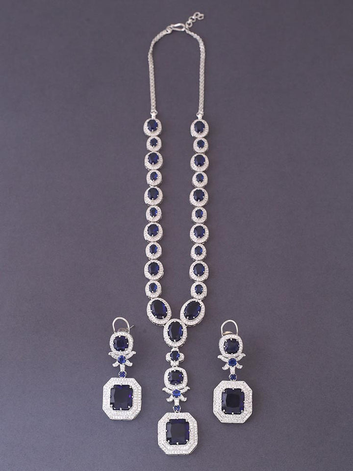 Navy Aadrian Zirconia Jewellery Set