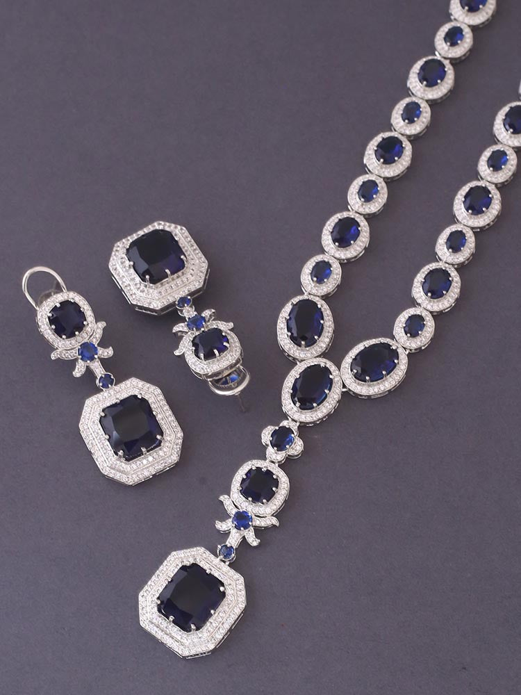 Navy Aadrian Zirconia Jewellery Set