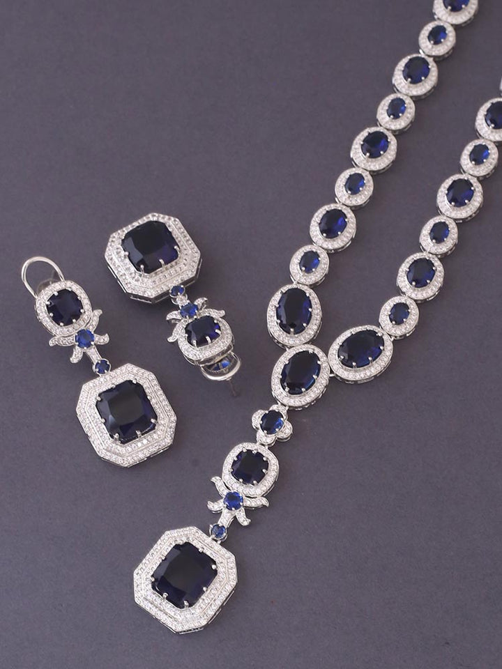 Navy Aadrian Zirconia Jewellery Set
