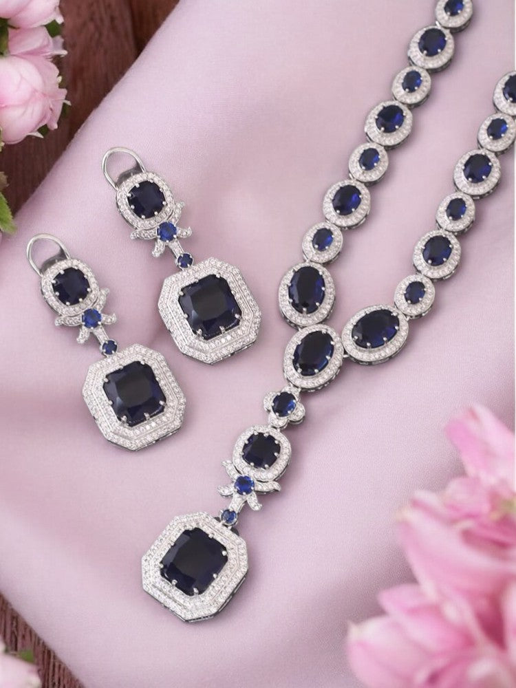Navy Aadrian Zirconia Jewellery Set