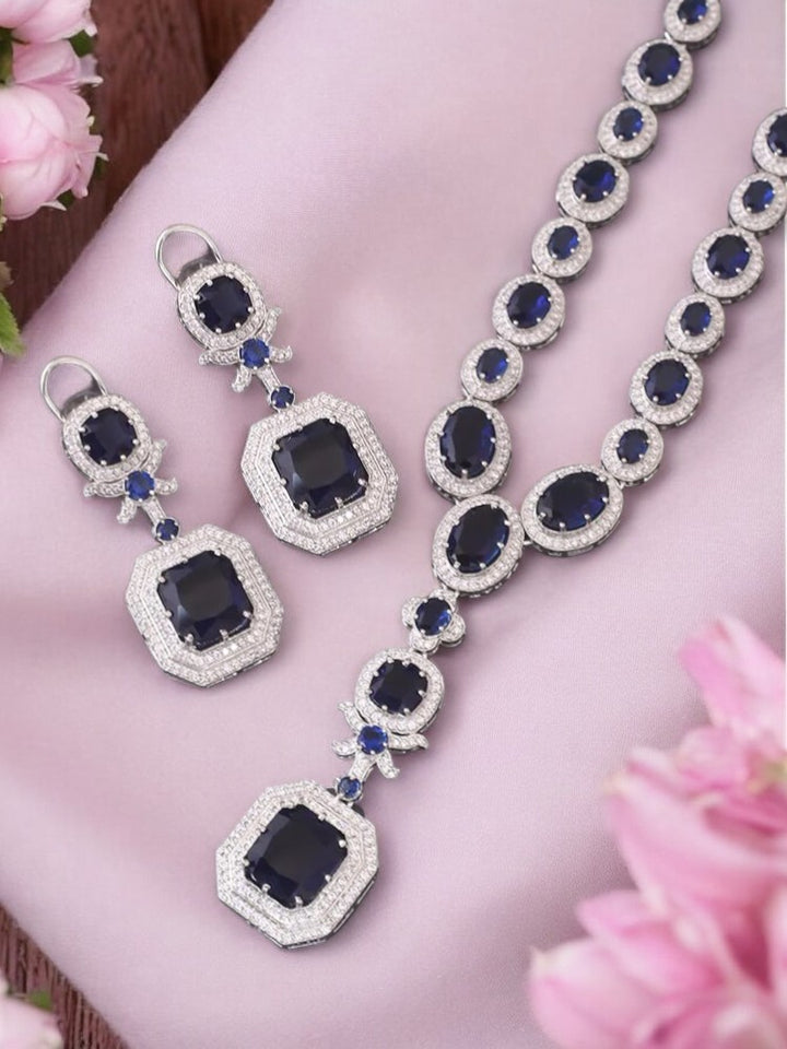 Navy Aadrian Zirconia Jewellery Set