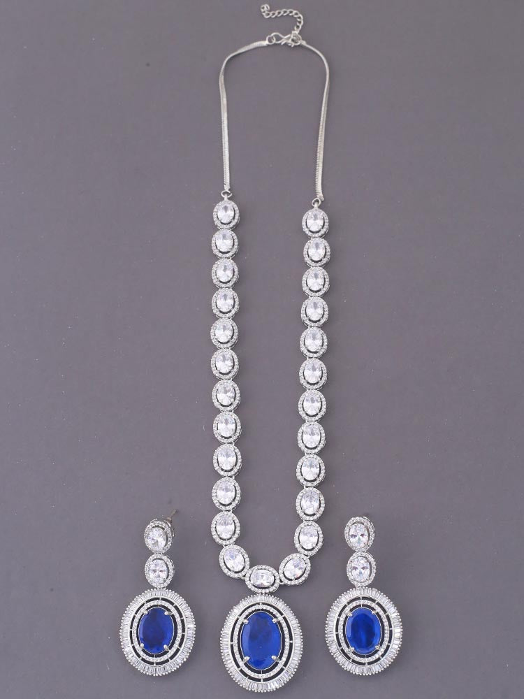 Navy Aaima Zirconia Jewellery Set