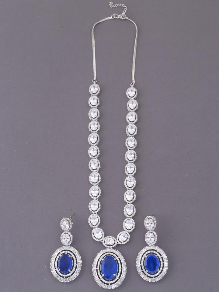 Navy Aaima Zirconia Jewellery Set