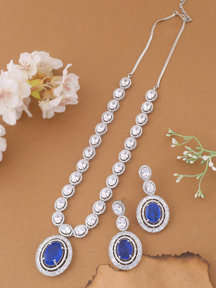Navy Aaima Zirconia Jewellery Set