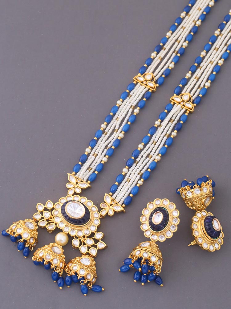 Navy Aaliah Kundan Jewellery Set