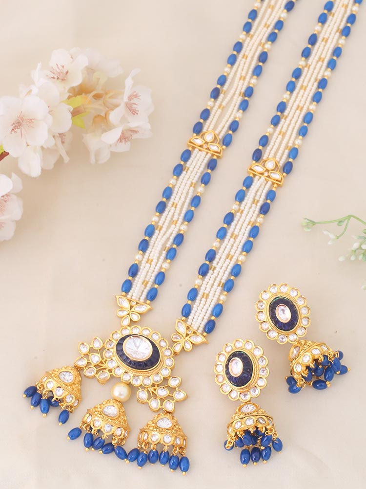 Navy Aaliah Kundan Jewellery Set