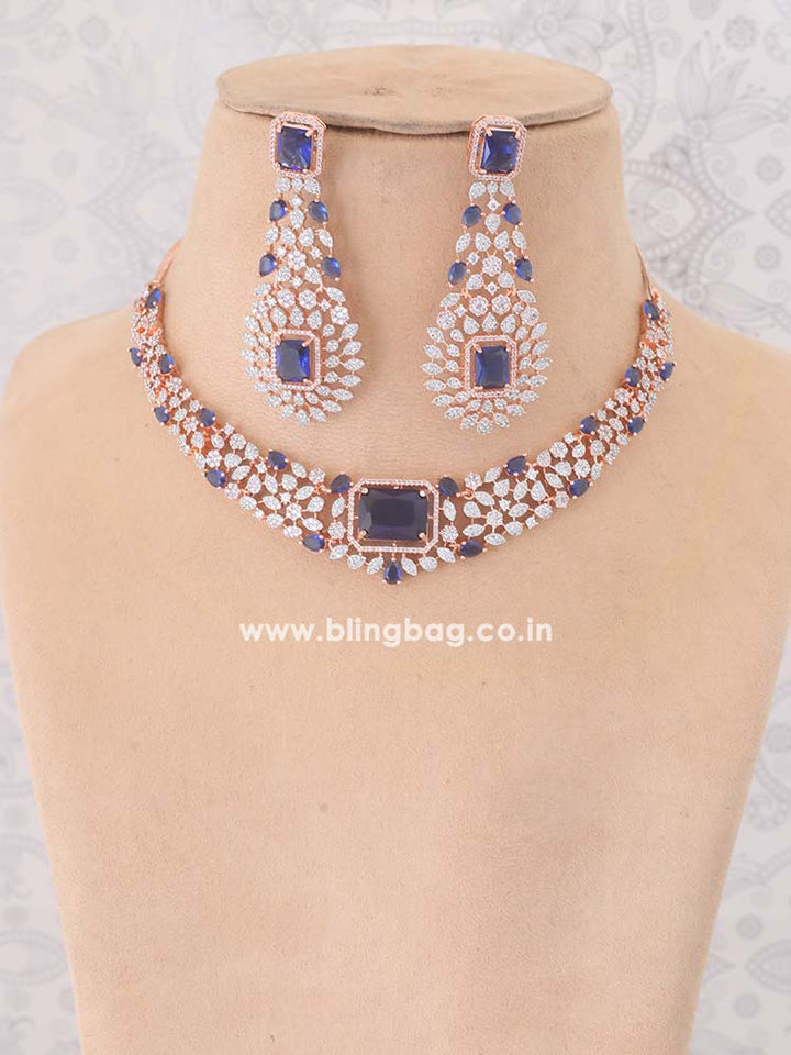 Navy Adalia Zirconia Jewellery Set