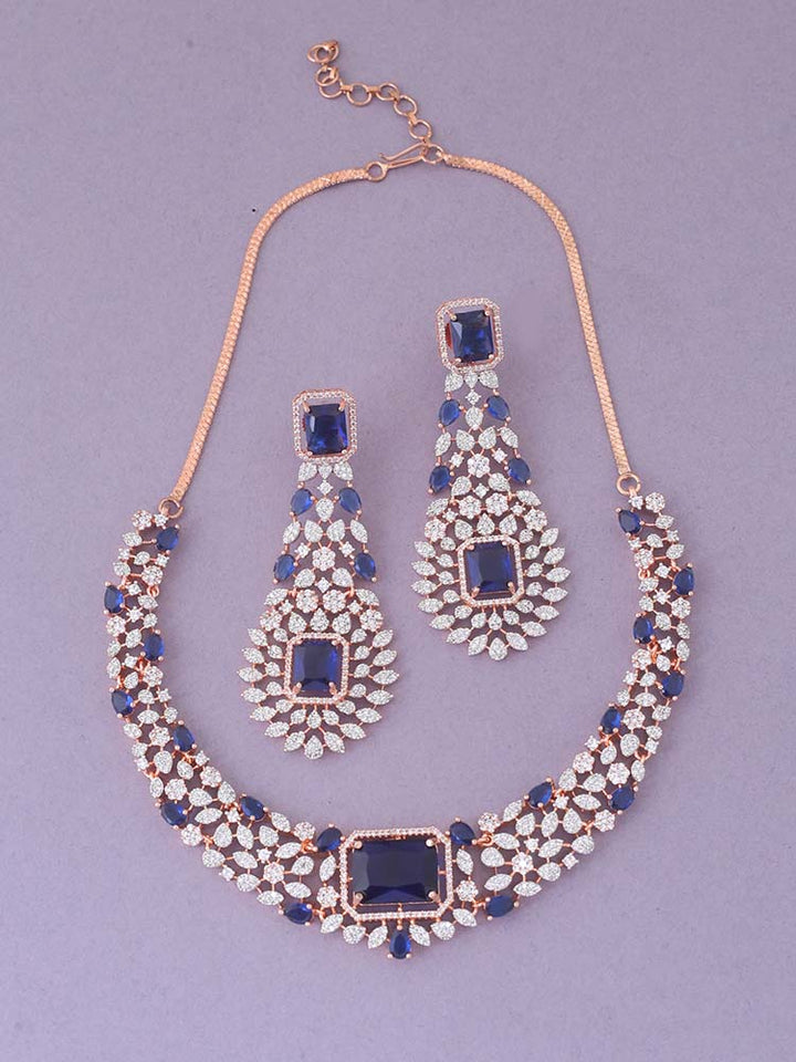 Navy Adalia Zirconia Jewellery Set