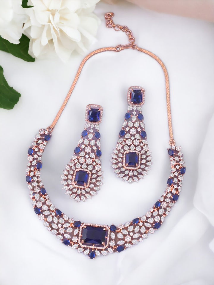 Navy Adalia Zirconia Jewellery Set