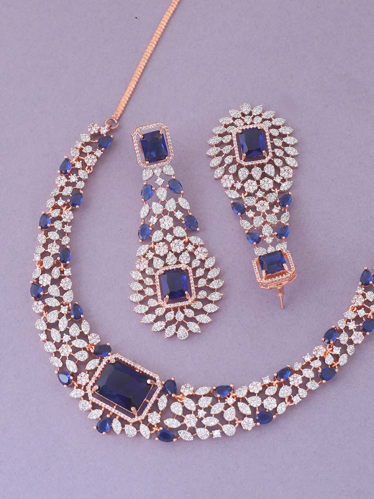 Navy Adalia Zirconia Jewellery Set