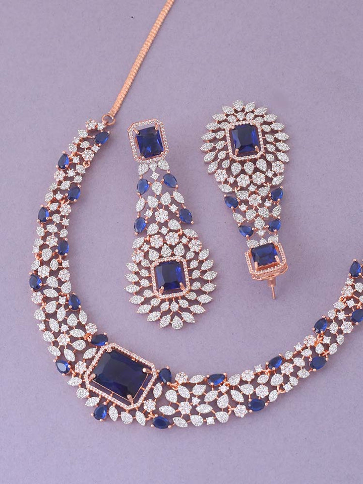 Navy Adalia Zirconia Jewellery Set