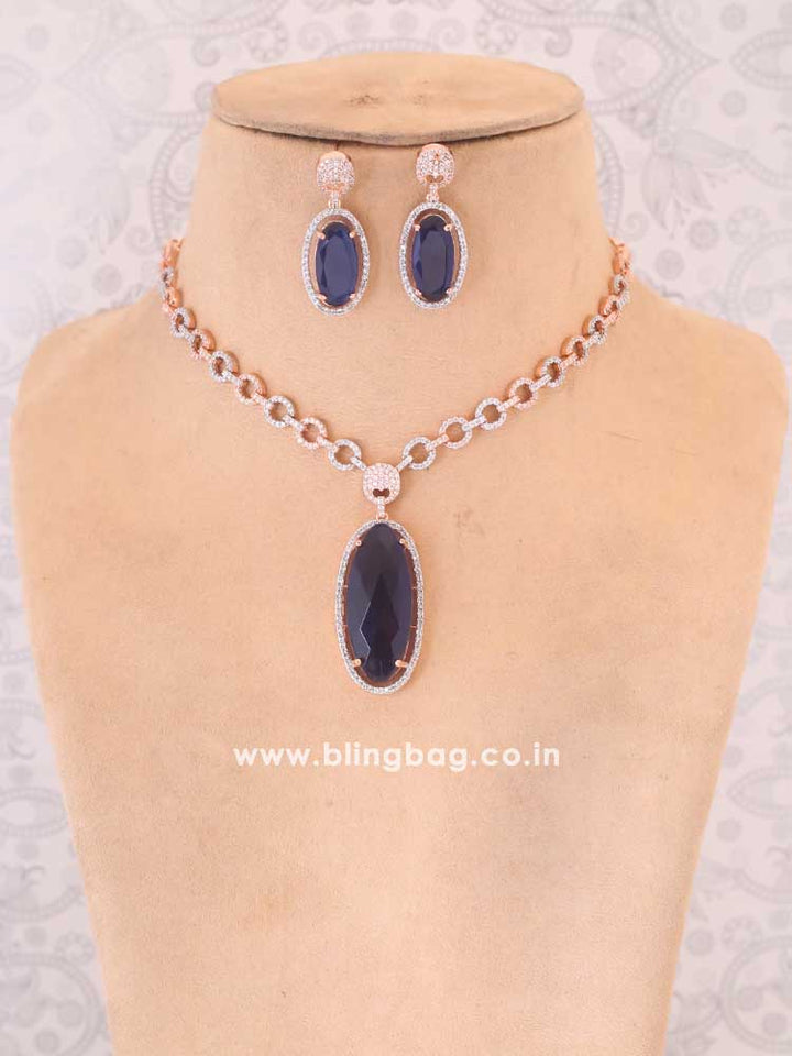Navy Aline Zirconia Jewellery Set