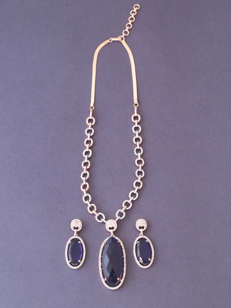 Navy Aline Zirconia Jewellery Set