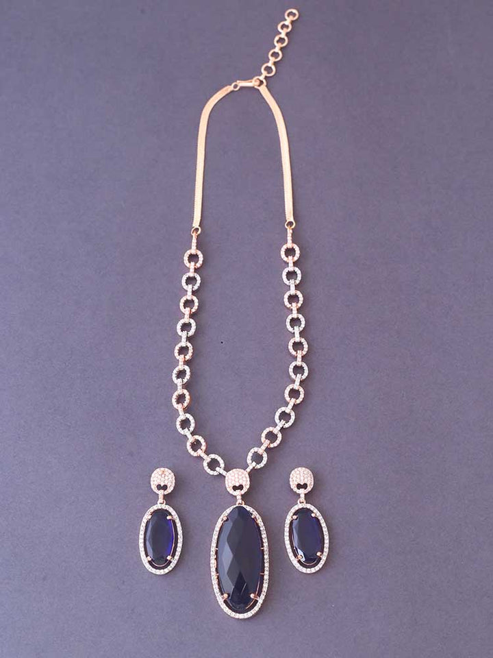 Navy Aline Zirconia Jewellery Set