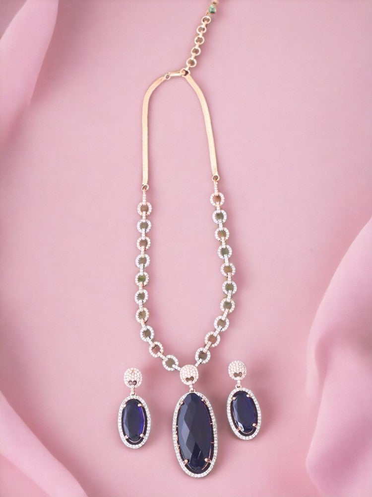 Navy Aline Zirconia Jewellery Set