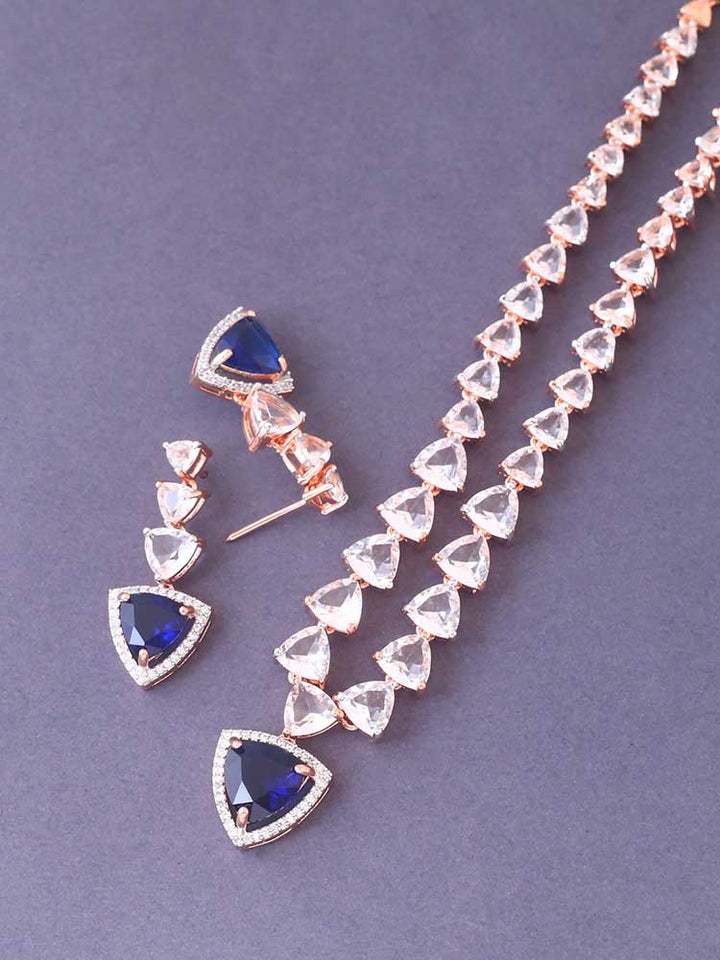 Navy Bertina Zirconia Jewellery Set