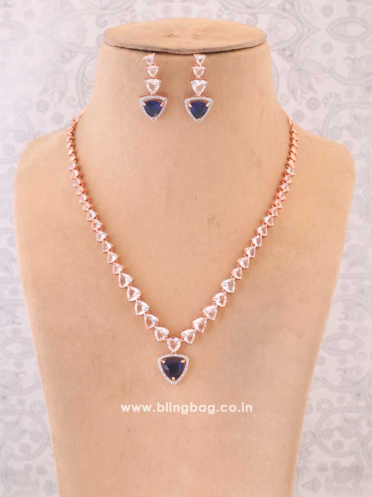 Navy Bertina Zirconia Jewellery Set