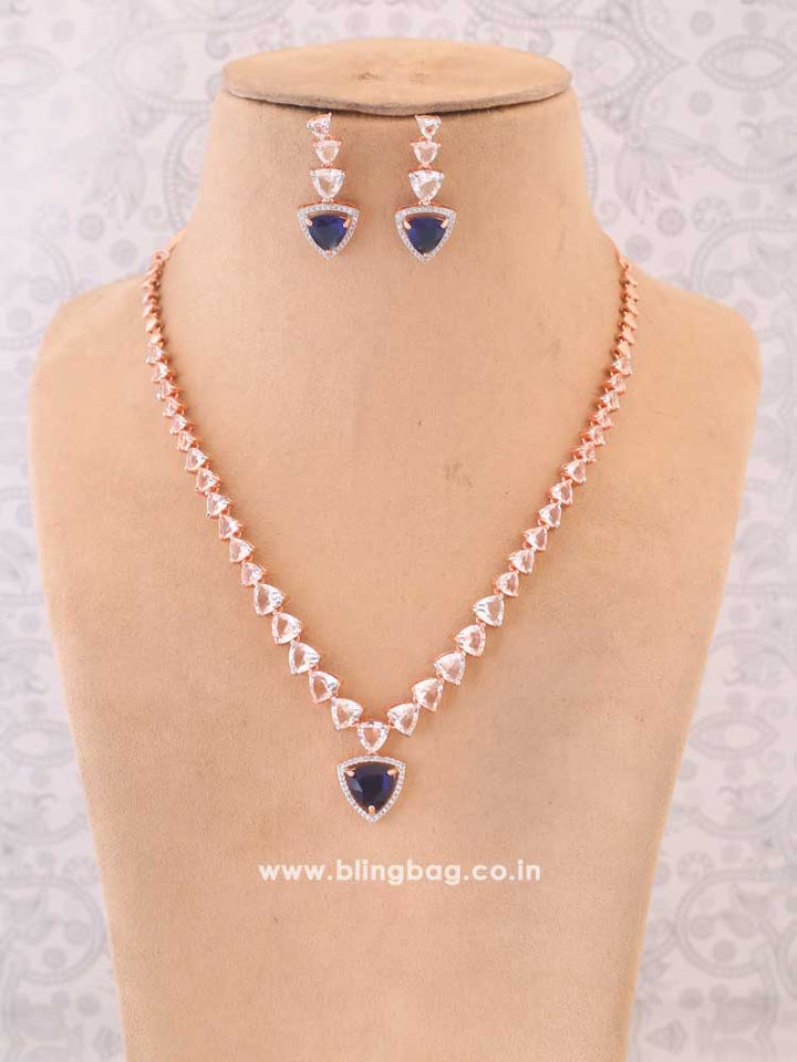 Navy Bertina Zirconia Jewellery Set
