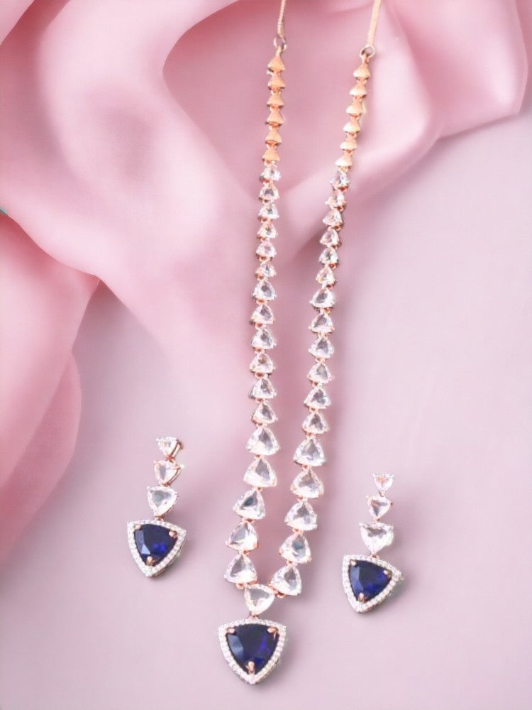 Navy Bertina Zirconia Jewellery Set