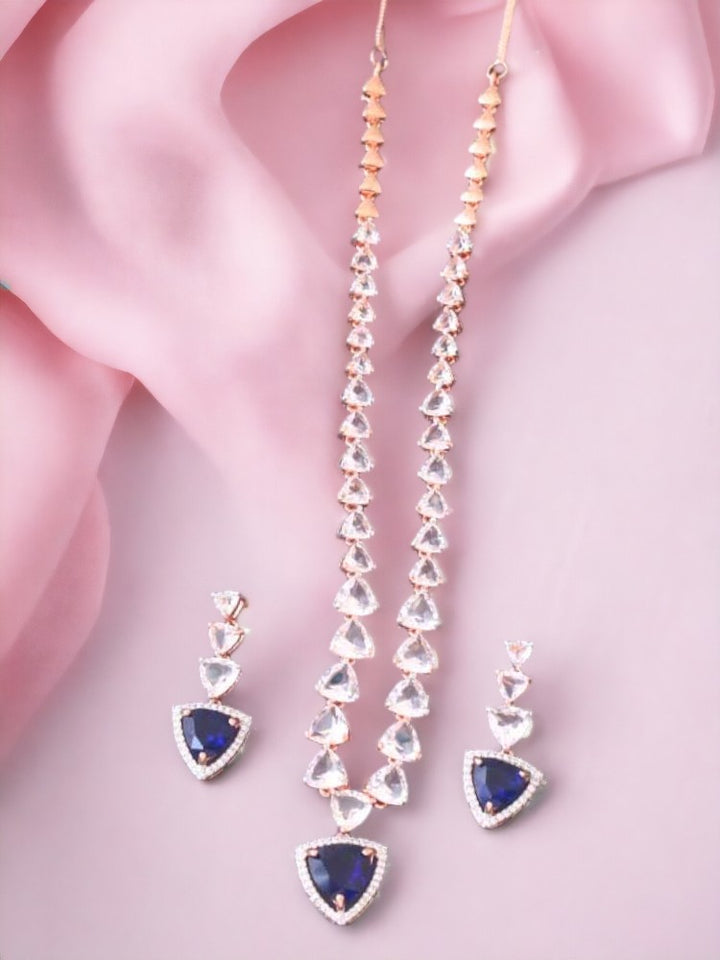 Navy Bertina Zirconia Jewellery Set