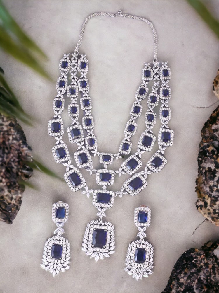 Navy Brittany Zirconia Jewellery Set