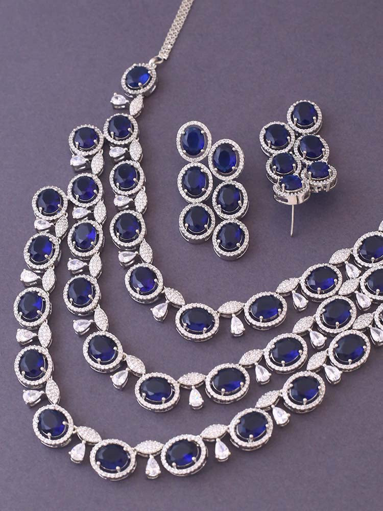 Navy Candida Zirconia Jewellery Set