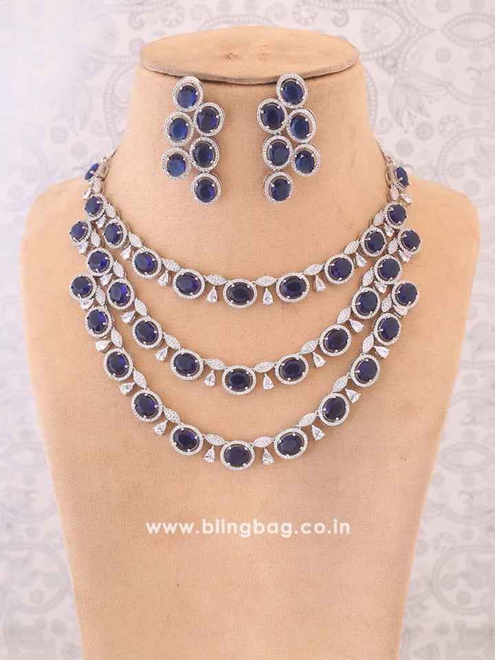 Navy Candida Zirconia Jewellery Set