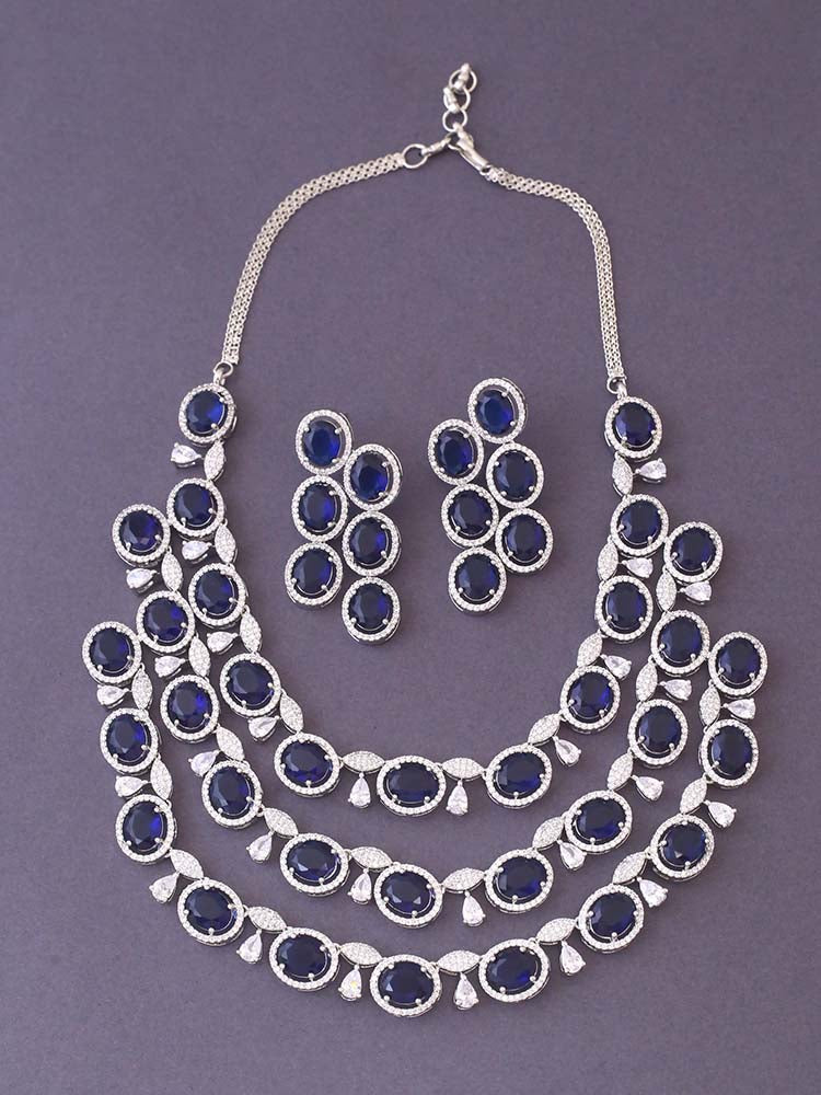 Navy Candida Zirconia Jewellery Set