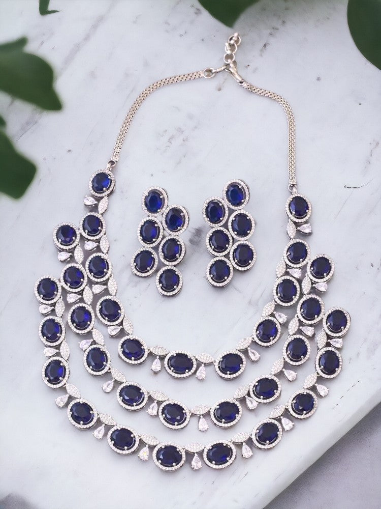 Navy Candida Zirconia Jewellery Set