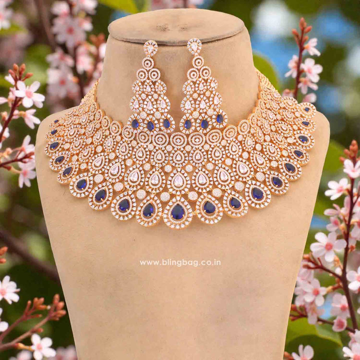 Navy Carly Zirconia Jewellery Set