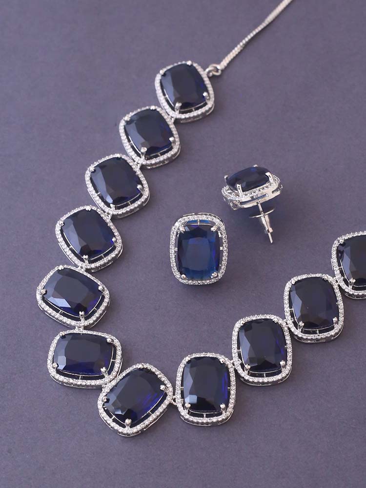 Navy Cauvery Zirconia Jewellery Set