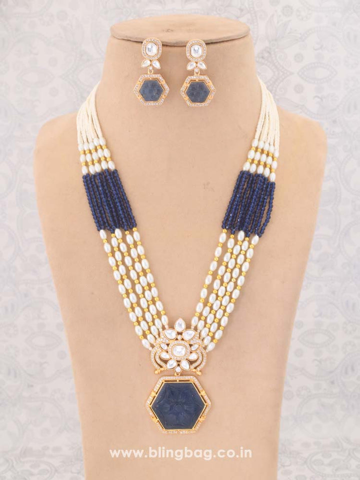 Navy Dhruvika Kundan Jewellery Set - EOSS