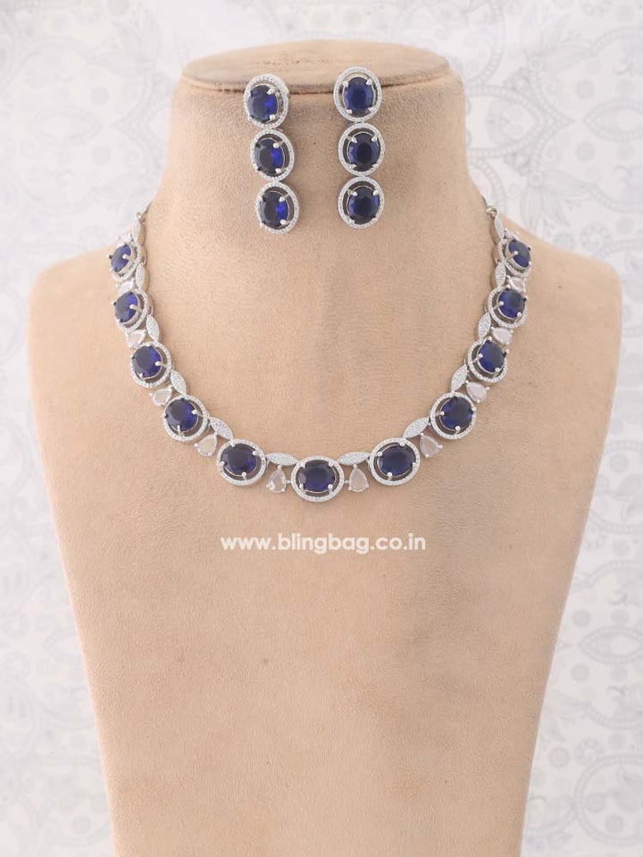 Navy  Faith Zirconia Jewellery Set