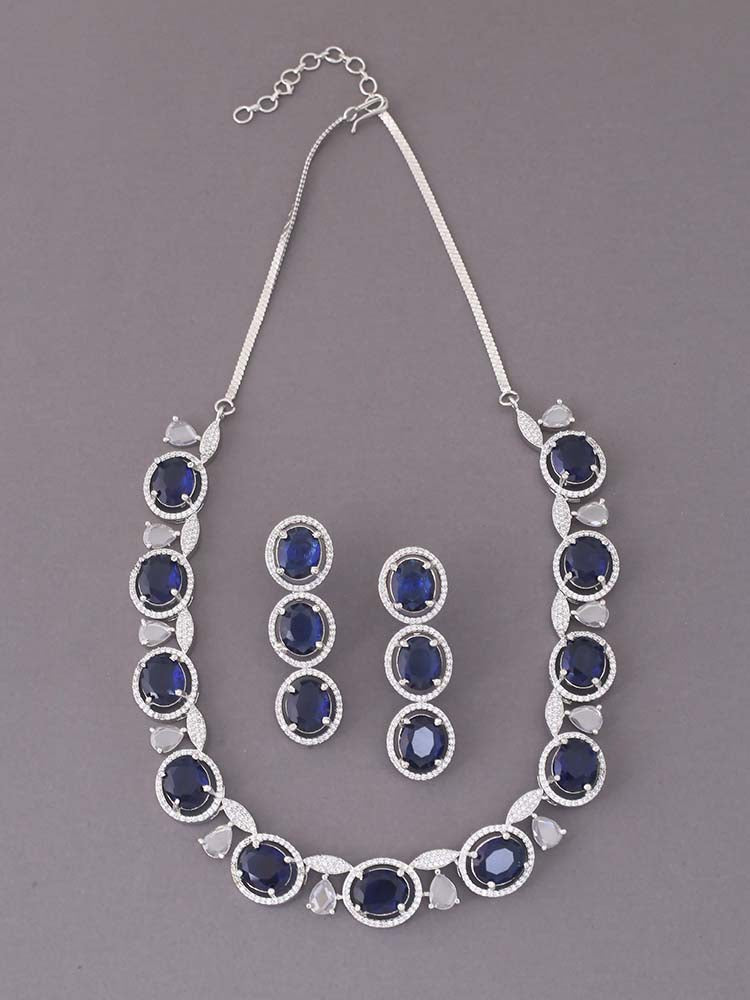 Navy  Faith Zirconia Jewellery Set