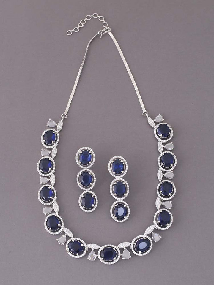 Navy  Faith Zirconia Jewellery Set