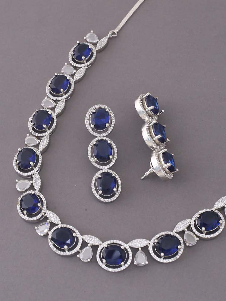 Navy  Faith Zirconia Jewellery Set