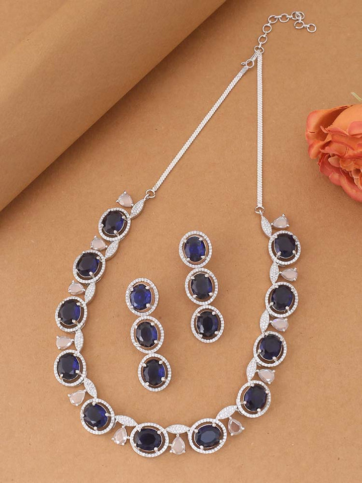 Navy  Faith Zirconia Jewellery Set