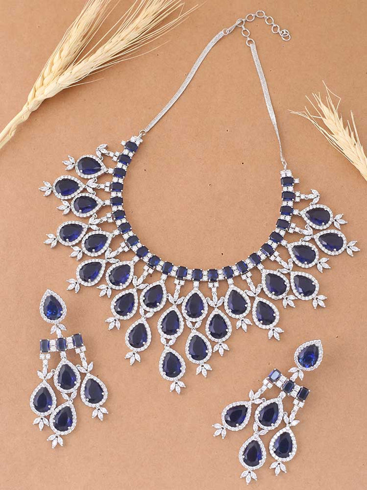 Navy Frieda Zirconia Jewellery Set